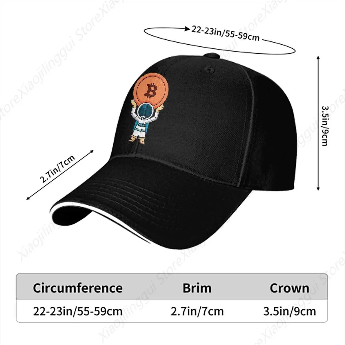 Funny Astronaut Bitcoin Multicolor Hat Peaked Unisex Cap Big Casual Visor Protection Hats image 3