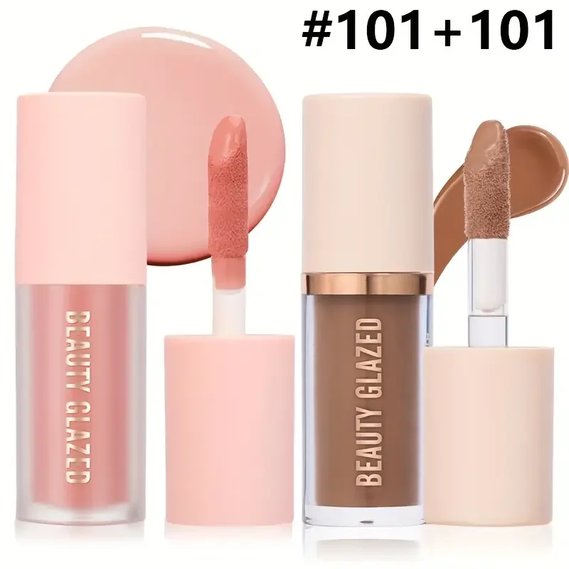 Ensemble de maquillage pour fard à joues et corps liquide, mat, léger et imperméable, Combo de beauté naturelle lisse pour femmes, 2 pièces/ensemble