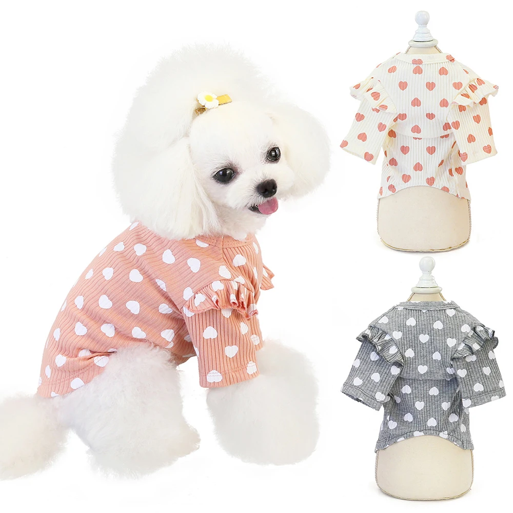 

Dog Clothes with Heart Prints – Cute & Comfy Adorable T-Shirts Breathable Cotton Fabric Lightweight & Stylish Heart Prints