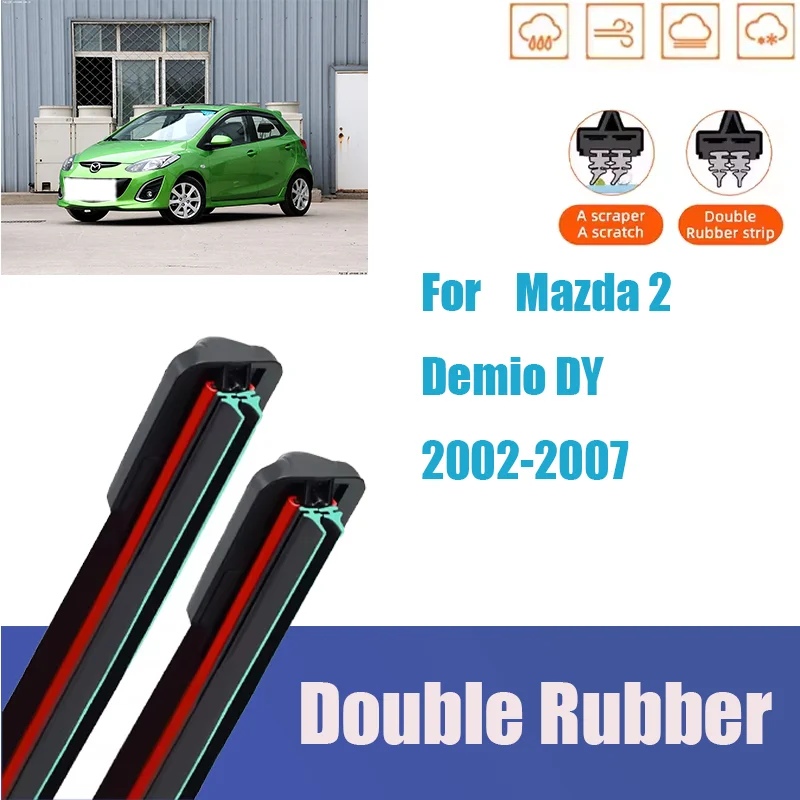 

Car Wiper For Mazda 2 Demio DY 2002-2007 Front Wiper Blades Brushes Auto Accessories Double Rubber 2002 2003 2004 2005 2006