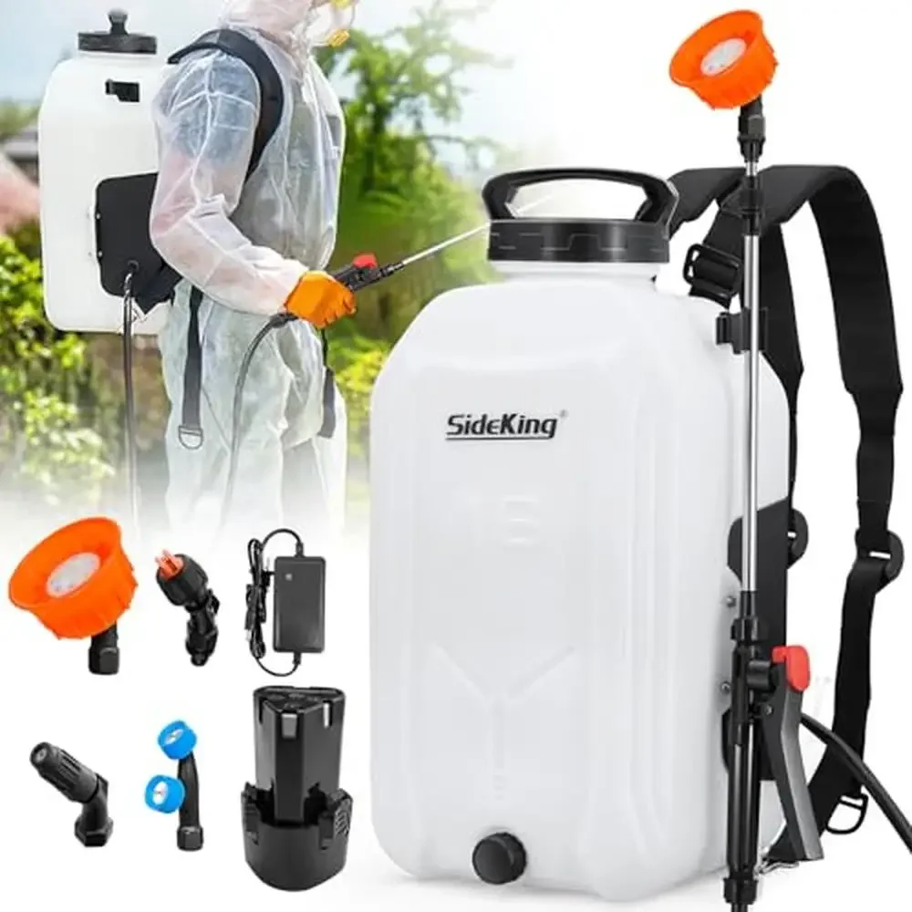 4 Gallon Electric Backpack Garden Sprayer Rechargeable Powerful Wand Watering Weed Control Home Cleaning 12V Battery Operated