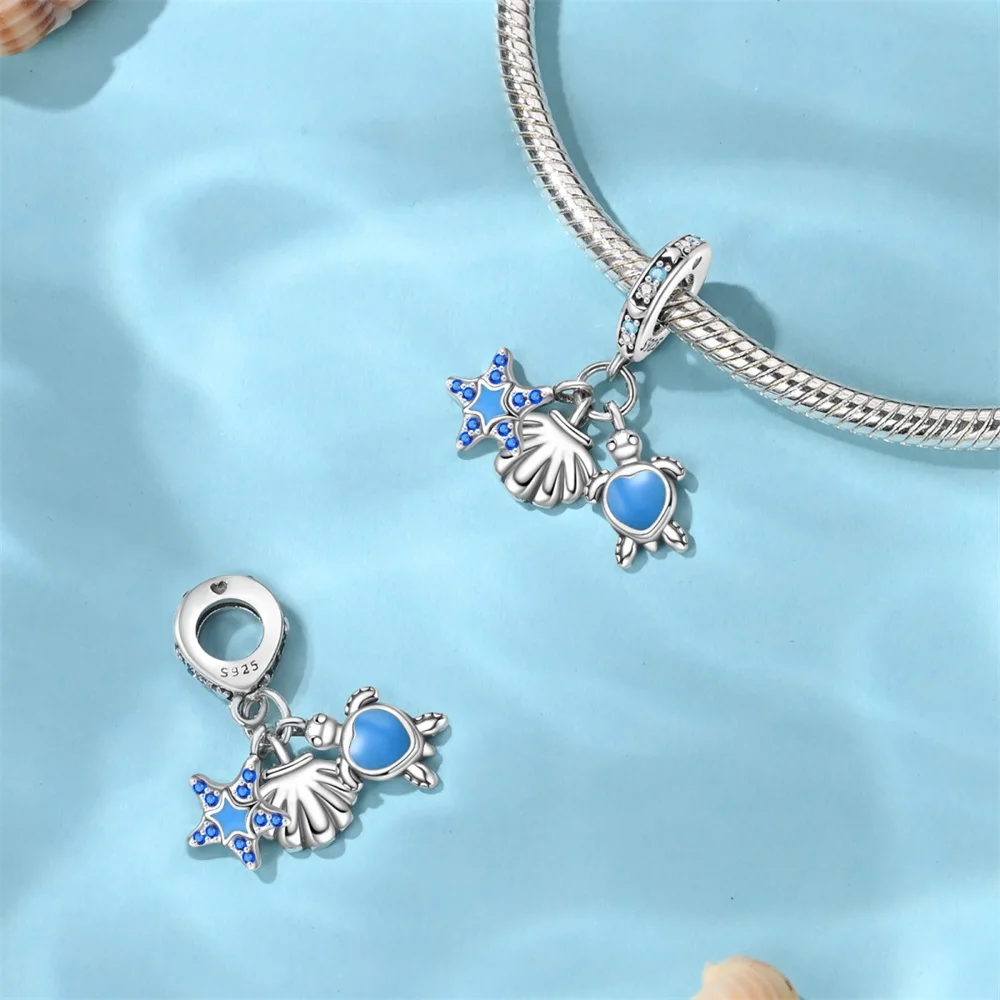 Summer 925 Sterling Silver Sea World Kingdom Charm Pendant Beads Fit Charms Original Bracelet for Women Jewelry Making