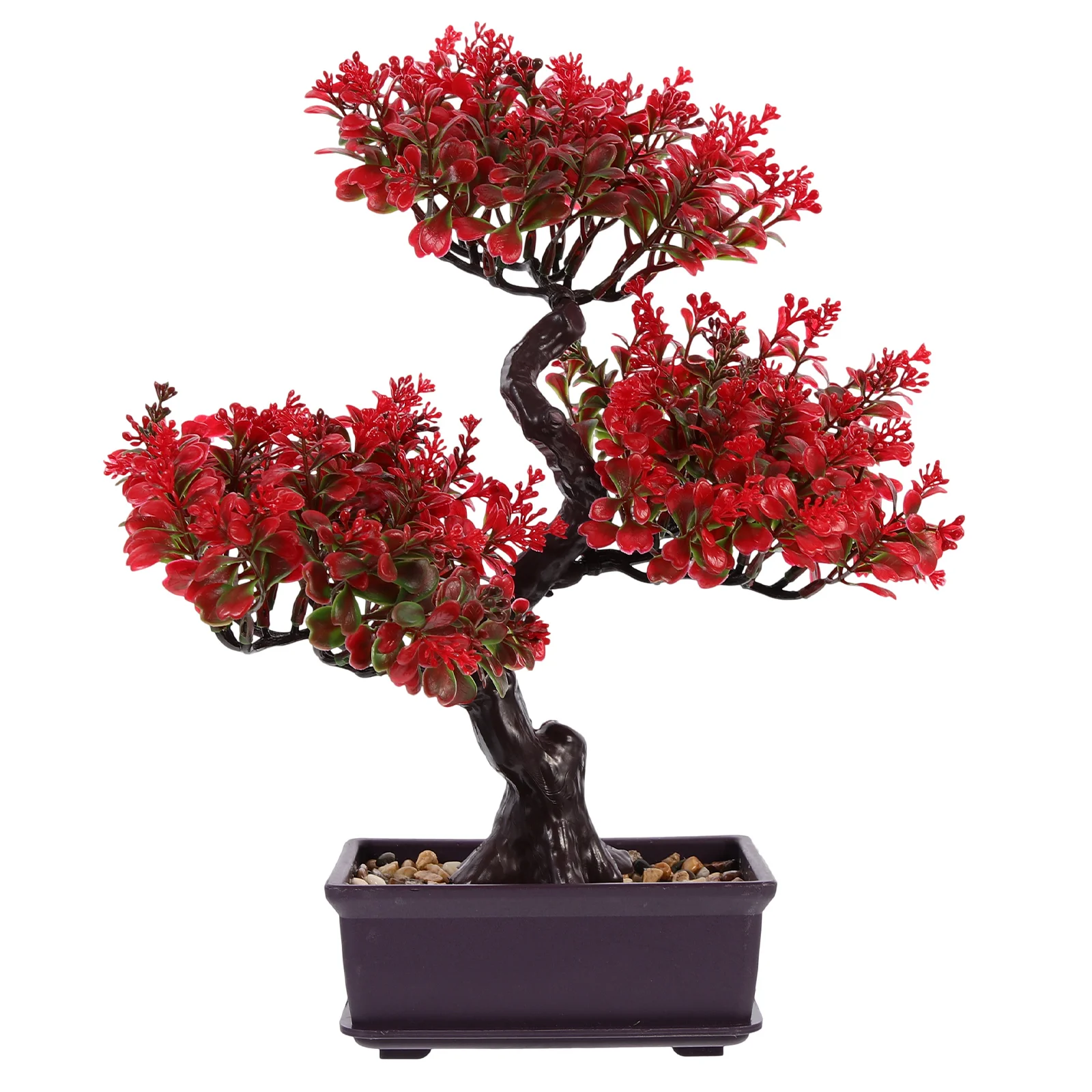 

Indoor Plants Artificial Potted False Green Fake Bonsai Desktop Adornments Imitation Ornaments Red Faux Decor