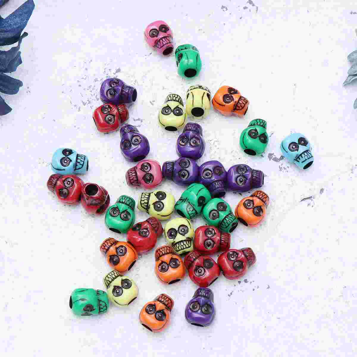 

500PCS Acrylic Skull Beads Decorative Beads for DIY Jewelry Making Accessories for Bracelet Necklace Pendant