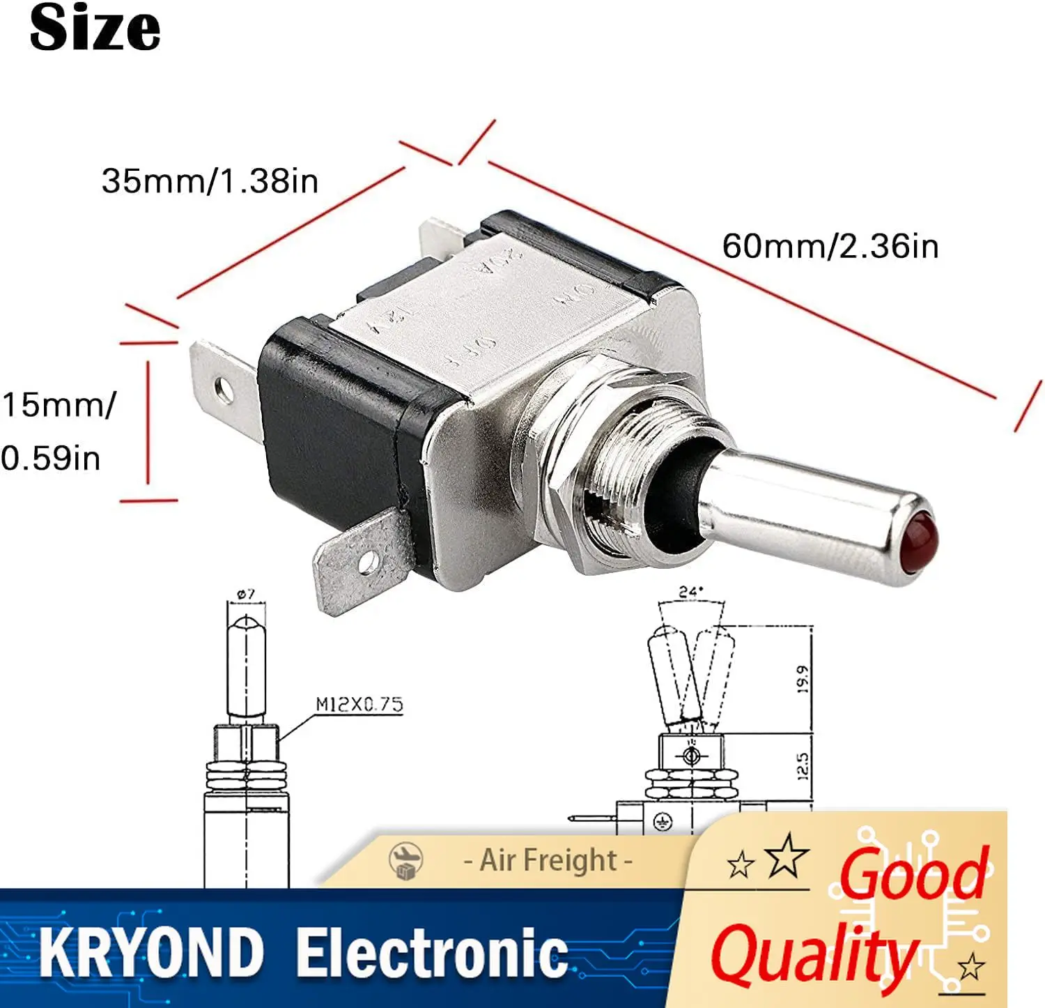 1PCS 12V LED Multi-color Lighting Toggle Switch with Safety Cover Protection 3-pin Joystick Heavy-duty 20 AMP