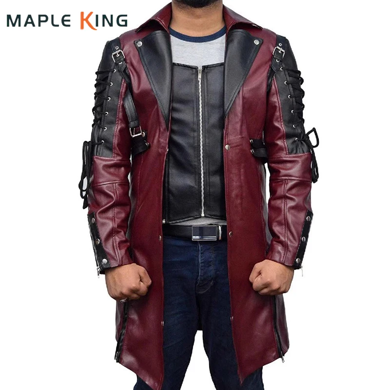 Steampunk Lederen Jas Heren Halloween Middeleeuwse Kostuums Gothic Cosplay Rits Jack Vintage Unisex Lange Leren Trenchcoats