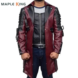 Steampunk Leather Jacket Mens Halloween Medieval Costumes Gothic Cosplay Zipper Jacket Vintage Unisex Long Leather Trench Coats