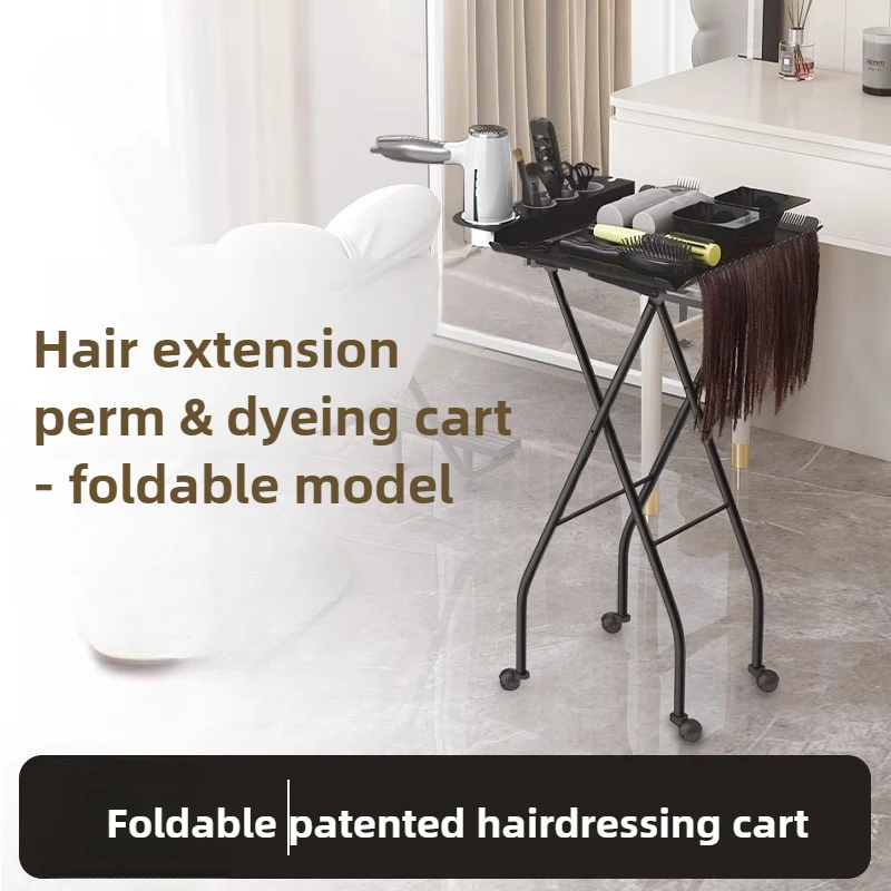 

Металлическая складная тележка для салона 2-в-1, профессиональная парикмахерская тележка, компактный органайзер для инструментов для парикмахерской, станция для укладки