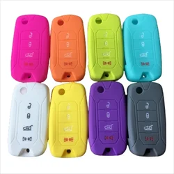 Silicone Car Key Case Cover Shell Bag Fit for Jeep Renegade 2016 4 Buttons Folding Remote Key