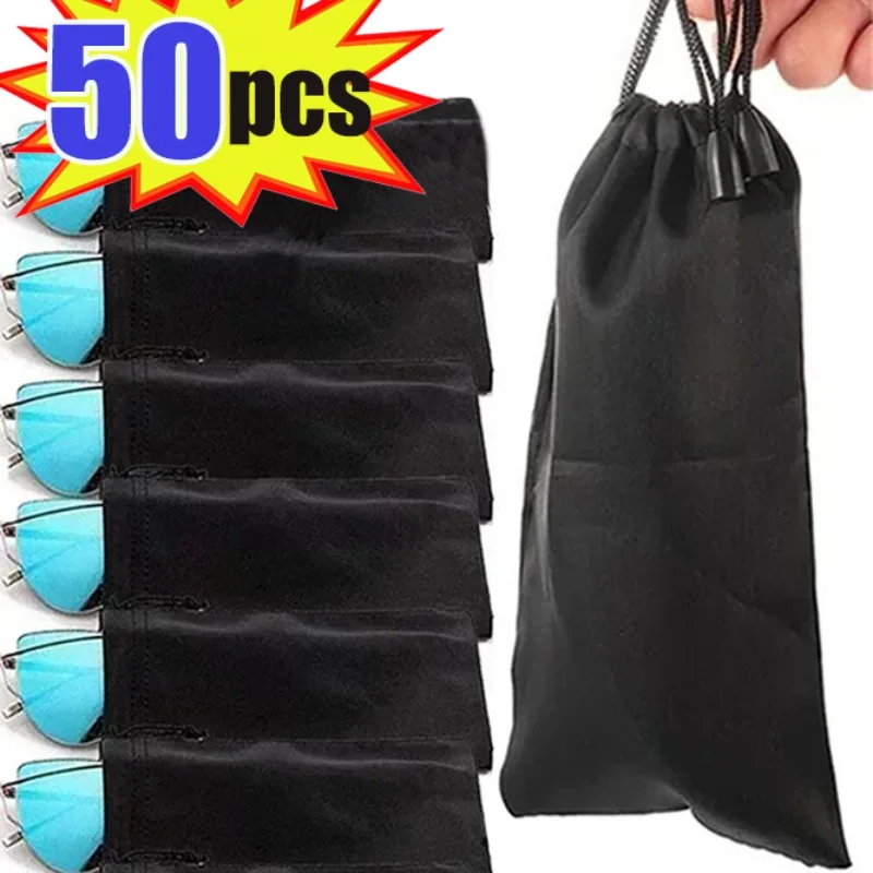 Black Glasses Bags Women Men Portable Daily Waterproof Sunglasses Bags Soft Cloth Dustproof Glasses Case Container Fashion Gifts