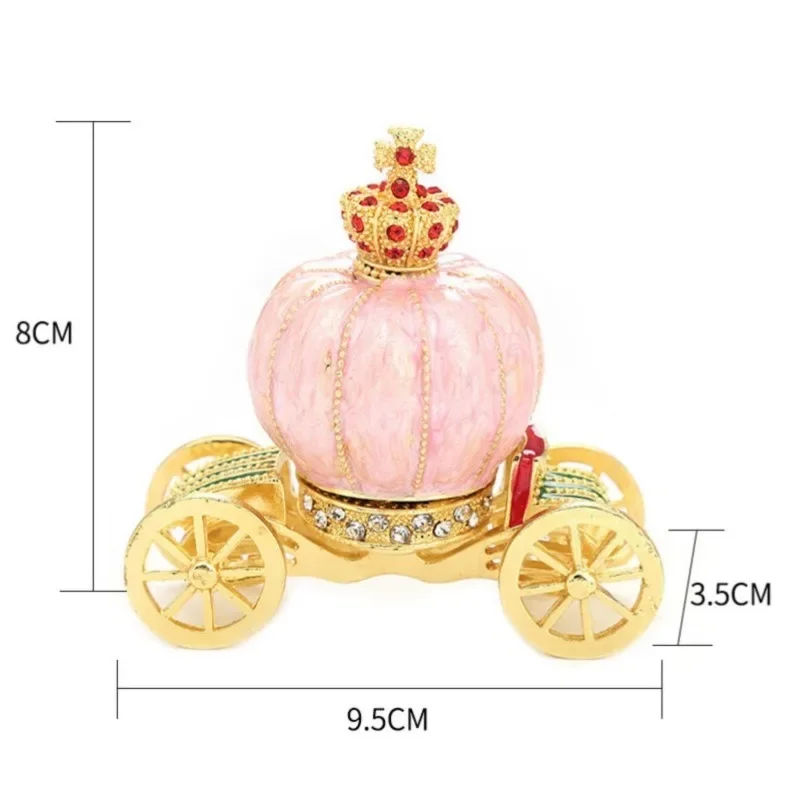 1PC Pumpkin Carriage Series Enameled Trinket Box Hinged Decorative Collectible Figurine Unique Gift To Store The Ring