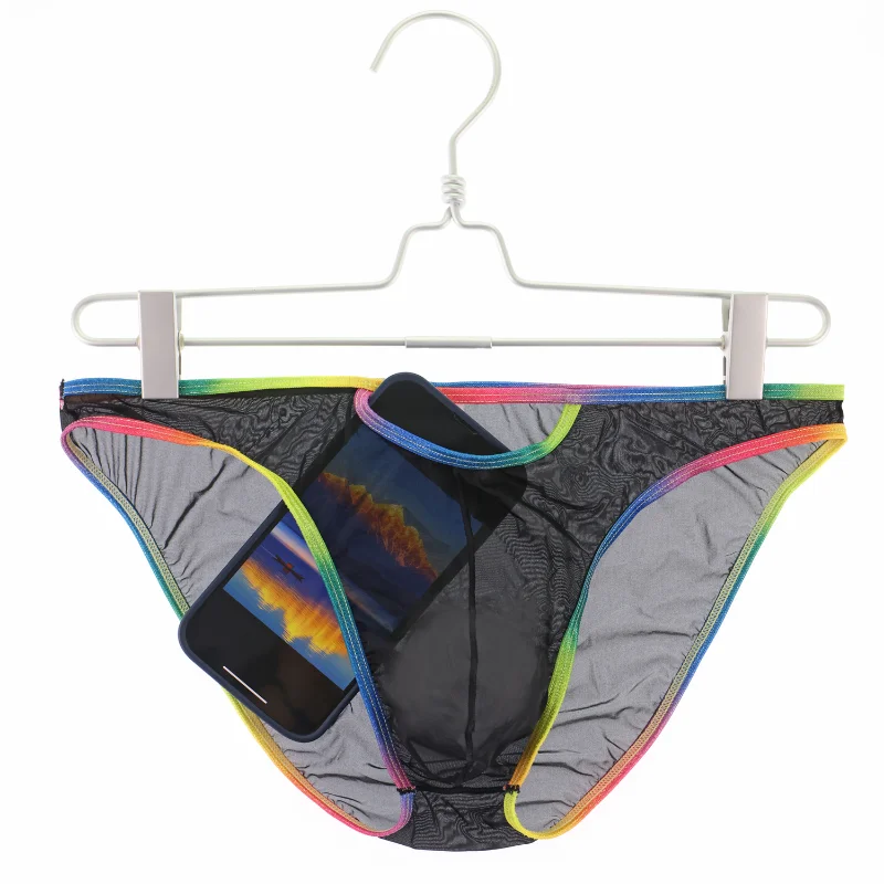 Underwear Men Ultra-Thin Mesh Transparent Briefs Summer Low Waist Hollow U Convex Pouch Lingerie Underpants Bikini Slip Homme