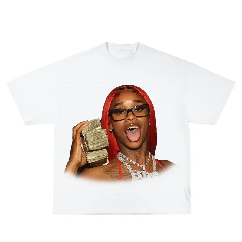 Sexxy Red Inspired Vintage Graphic T-shirt Heavy Cotton Tee Basketball 90S Styled Shirt Hiphop Vibes Y2K Aesthetic Throwback Classic Big Face Celebrity Tee