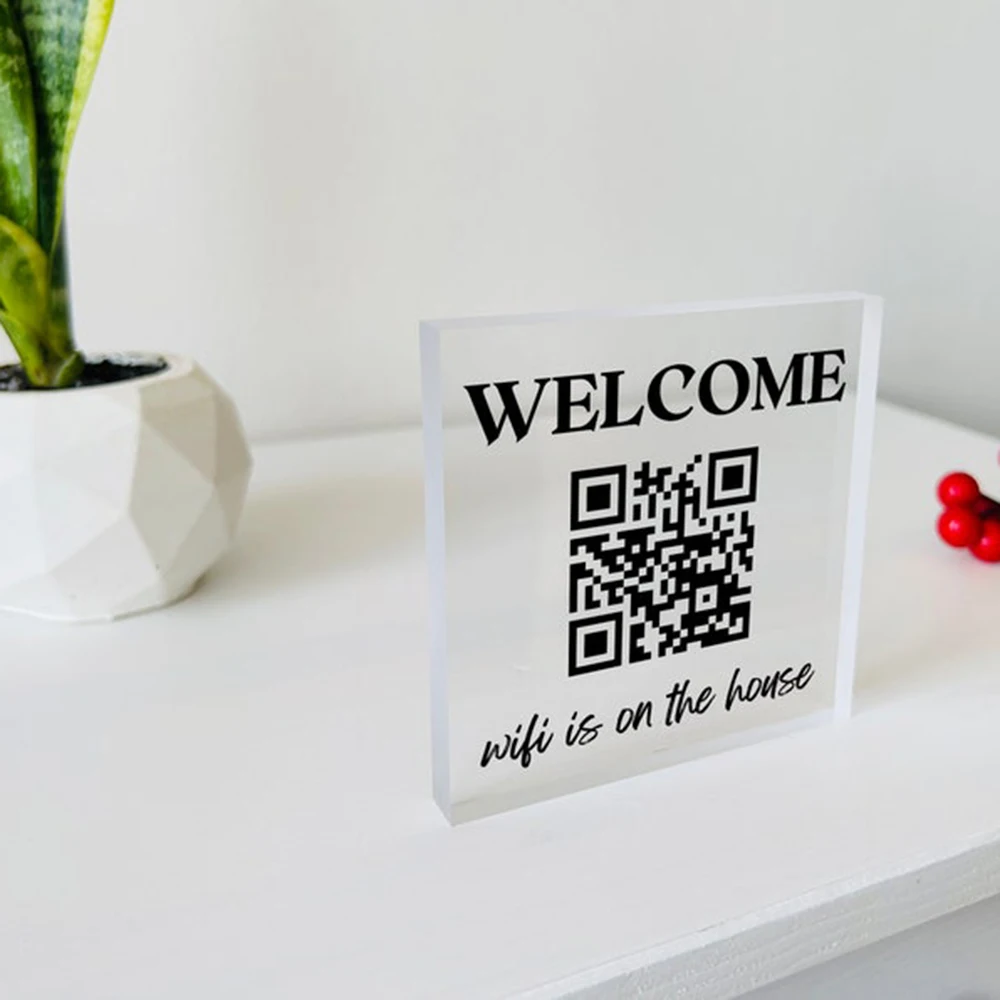 مخصص واي فاي رمز الاستجابة السريعة علامة الزخرفية شخصية واي فاي كلمة المرور عرض اللوحة هدية منزلية جديدة للمنزل مكتب مقهى مطعم #3