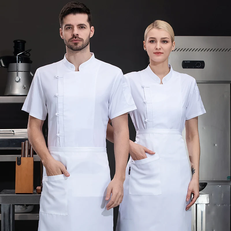 Men's Chef's Jacket Restaurant Kitchen Overalls Hotel Cook Uniform Catering Cooking Jacket Bakery Cafe Waiter Work Shirt