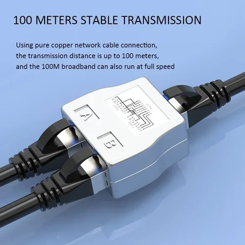 Divisor RJ45 1 a 2 adaptador Ethernet extensor de Cable de red de Internet conector RJ45 acoplador RJ 45 para PC portátil TV Box enrutador