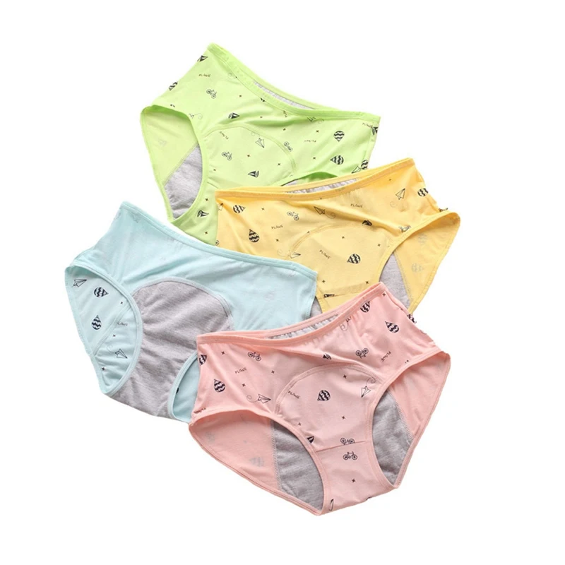 

Menstrual Panties Children Soft Physiological Underpants Girl Period Underwear 3-Level Leak Proof Low-waisted Cotton Kids Briefs