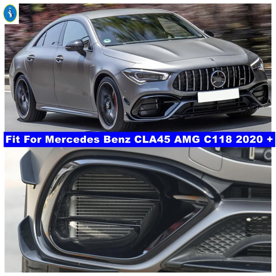 Front Bumper Spoiler Lip Air Vent Fins Splitters Flaps Apron / Fog Lights Cover Trim For Mercedes Benz CLA45 AMG C118 2020 2021