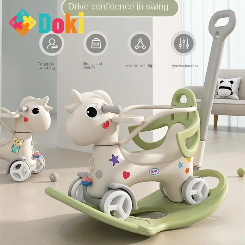 

DokiToy Rocking Horse Trojan Horse Children Rocking Horse Baby Roller Coaster Two-in-one Multi-function Toy Birthday Gift 2023