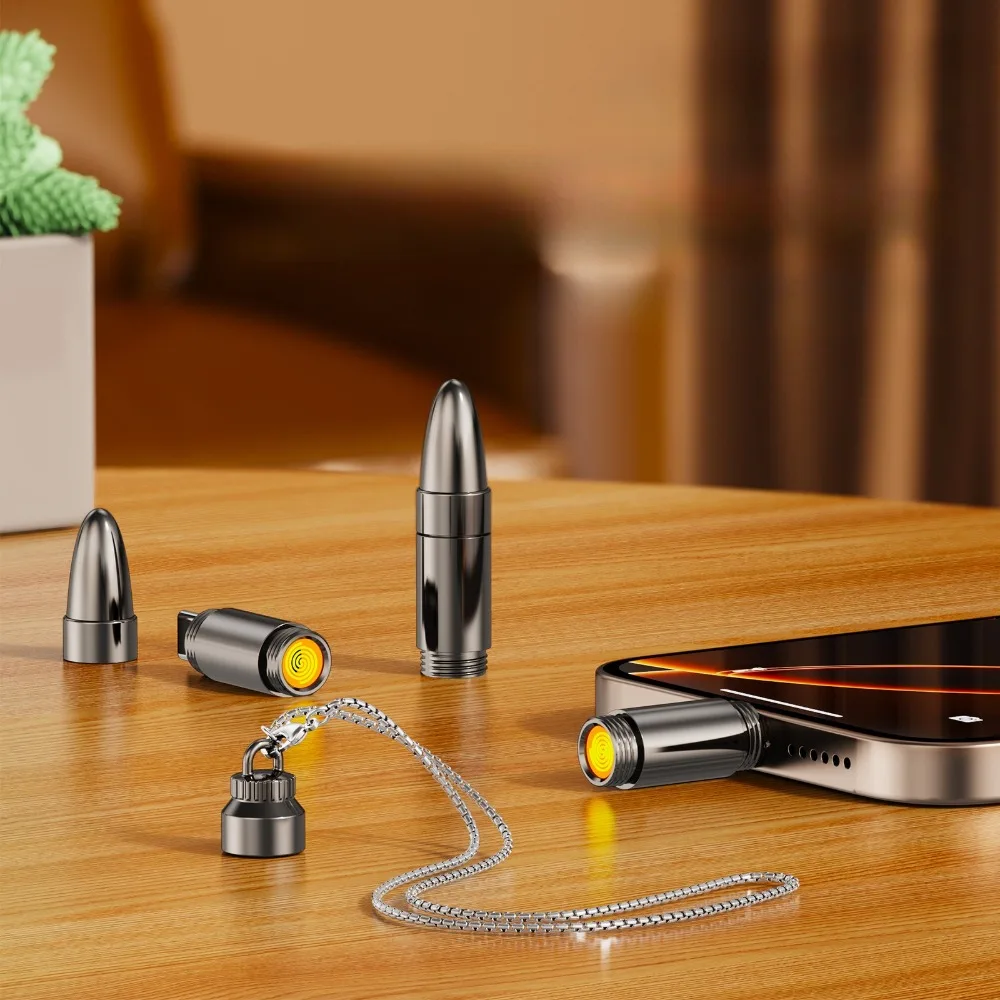 Metal portátil personalizado creativo bala tipo c teléfono móvil Android Universal encendedor de cigarrillos accesorios de repuesto para fumar