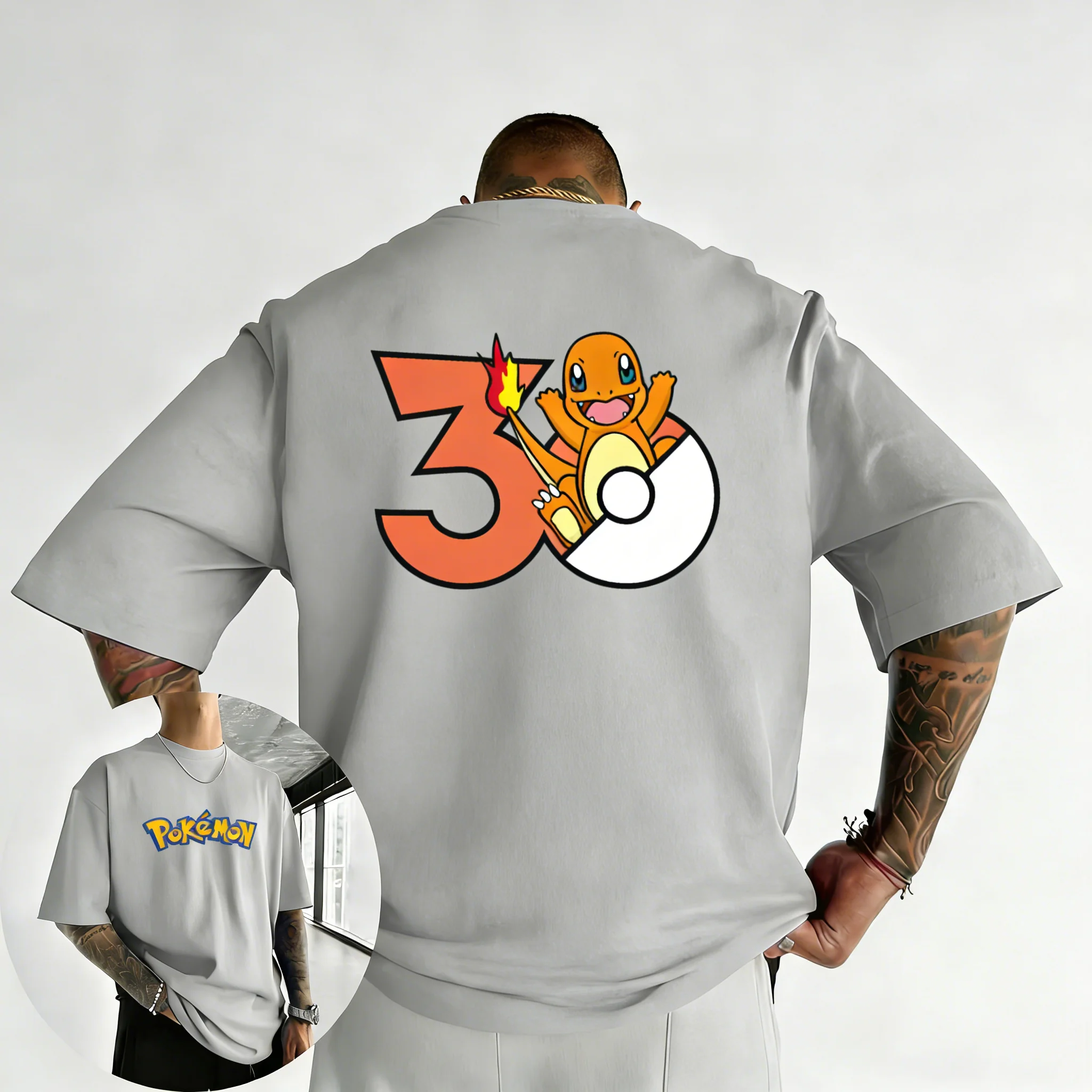 camiseta-estampada-pok-E-mon-30th-little-fire-dragon-nova-colecao-verao-2026-camiseta-masculina-solta-casual-hip-hop-de-algodao-oversized