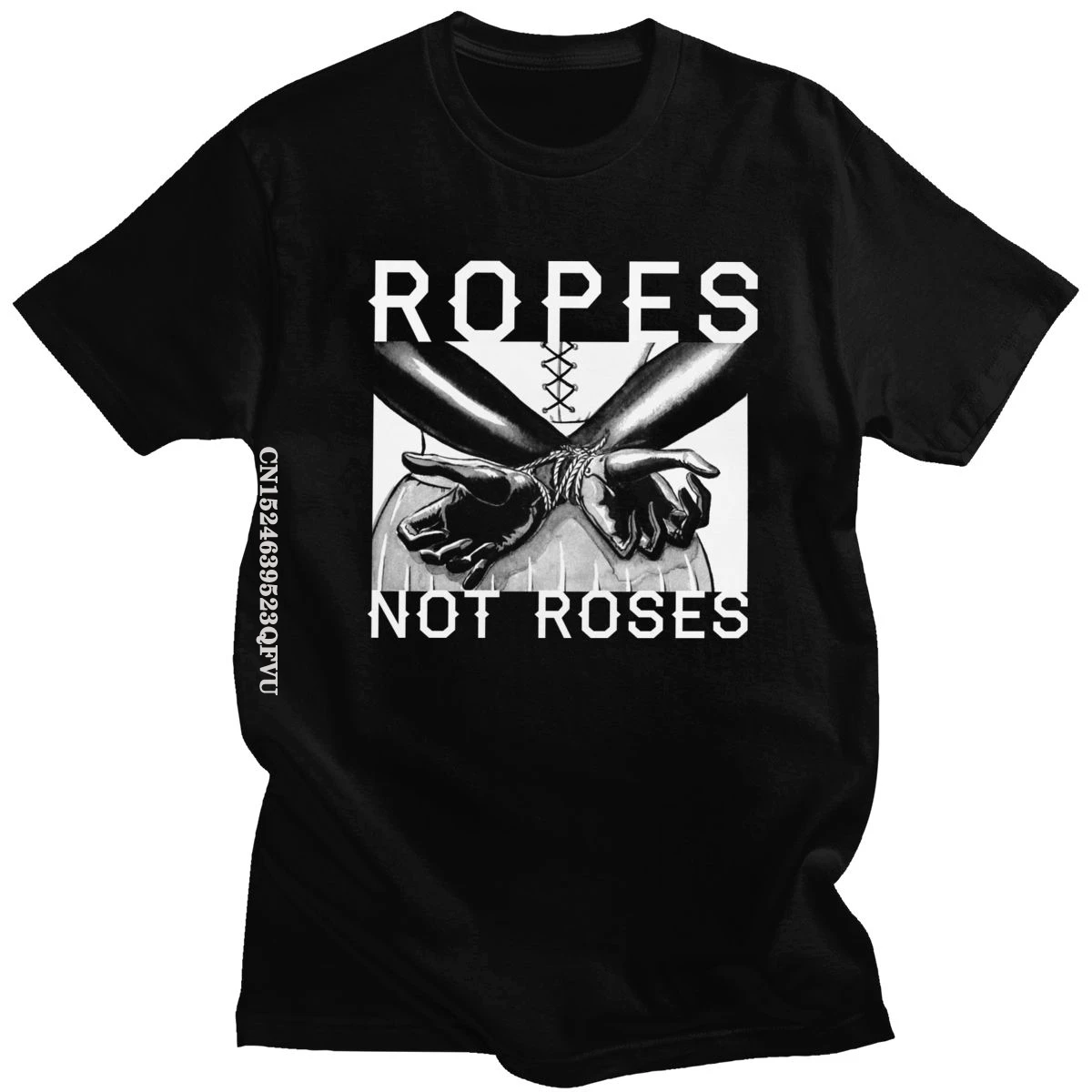 Men's Ropes Not Roses Clench Shibari T Shirt Streetwear Men Cotton Tshirt BDSM Submissive Slave Play Sexy Sub Tee Shirt