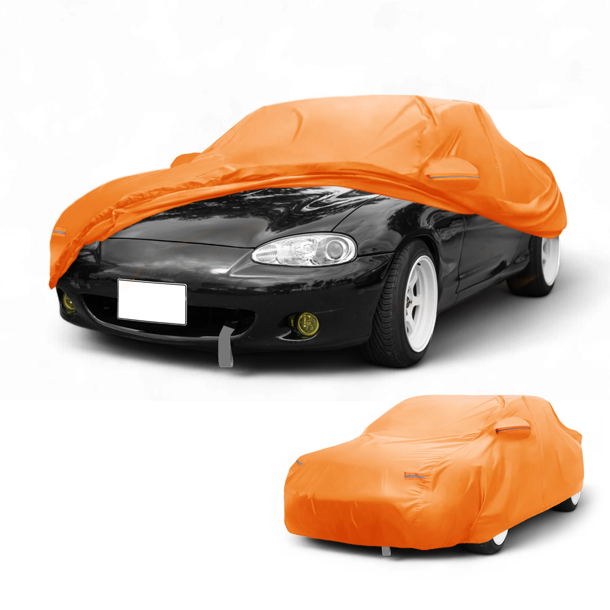 

X Autohaux Full Car Cover Waterproof All Weather Outdoor Anti-UV for Mazda MX-5 Miata 210D-PU Orange with Reflective Strips