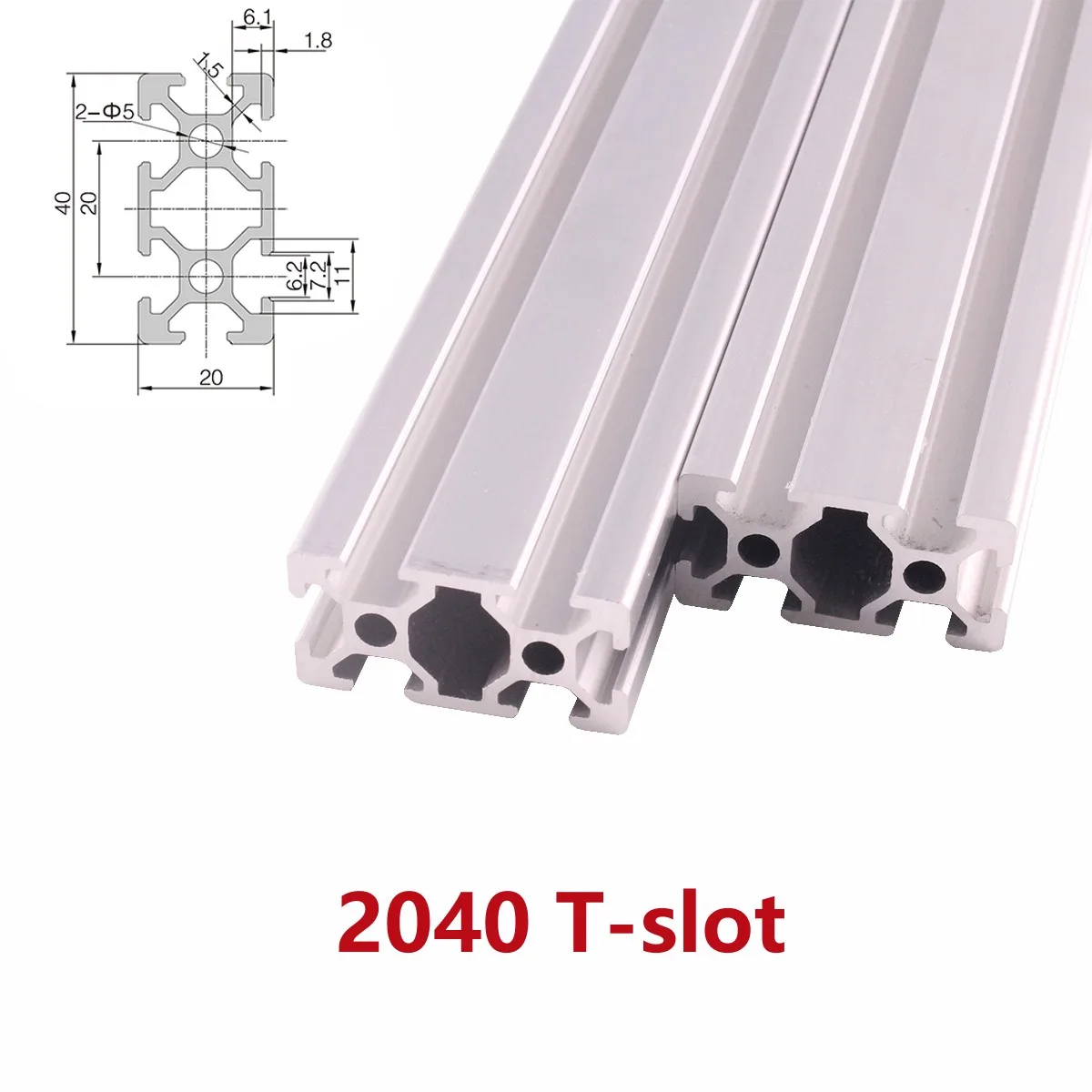 2 Stück 2020 2040 3030 T-Slot 6/8 mm Aluminiumprofil Eur Standard eloxierter Rahmen 200–1000 mm für CNC 3D-Drucker Teil Werkbankkamera