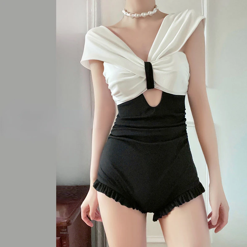 Cover-up damskie patchworkowe stroje kąpielowe studenci koreańska moda plaża seksowna Backless elegancka dziewczęca Feminino nowy projekt strój