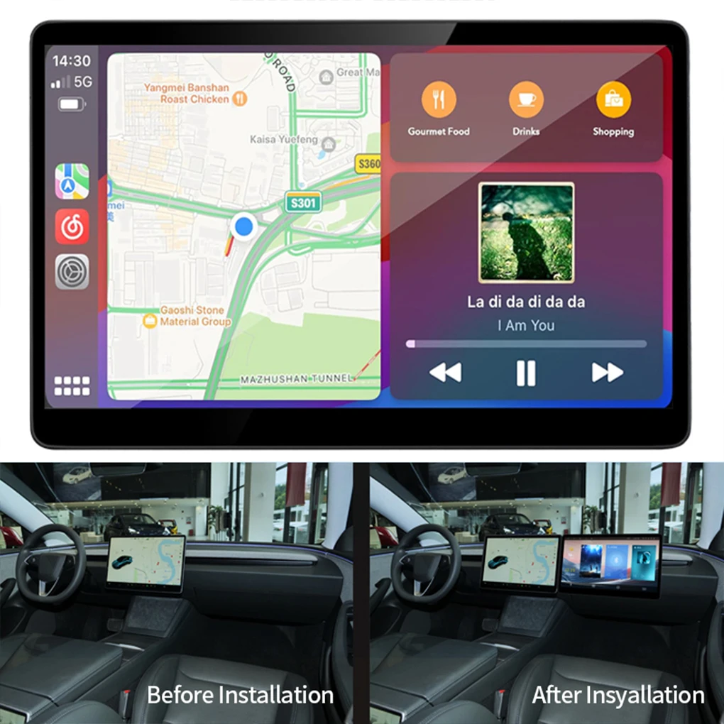 15.6 Inch Wireless HD Touch Screen Secondary Screen For Tesla Model 3/Y Android 13 Carplay Passenger Entertainment Media Player view 6