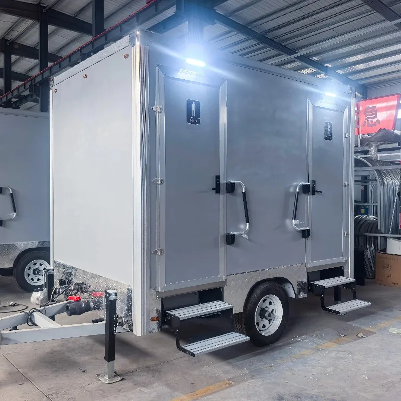 Customized Luxury Public Trailer Bathroom Restroom Toilets Trailer VIP Public WC Mobile Portable Toilet Trailer For Sale