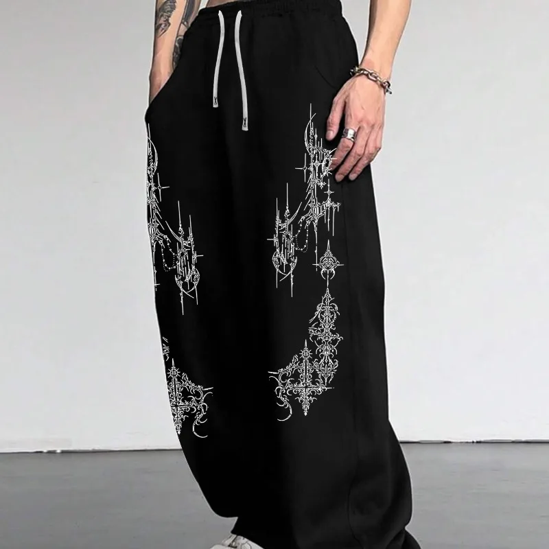 

Мужские черно-белые спортивные штаны American Street в готическом стиле с шипами и лозой, подходящие для мужчин и женщин, новые повседневные спортивные штаны