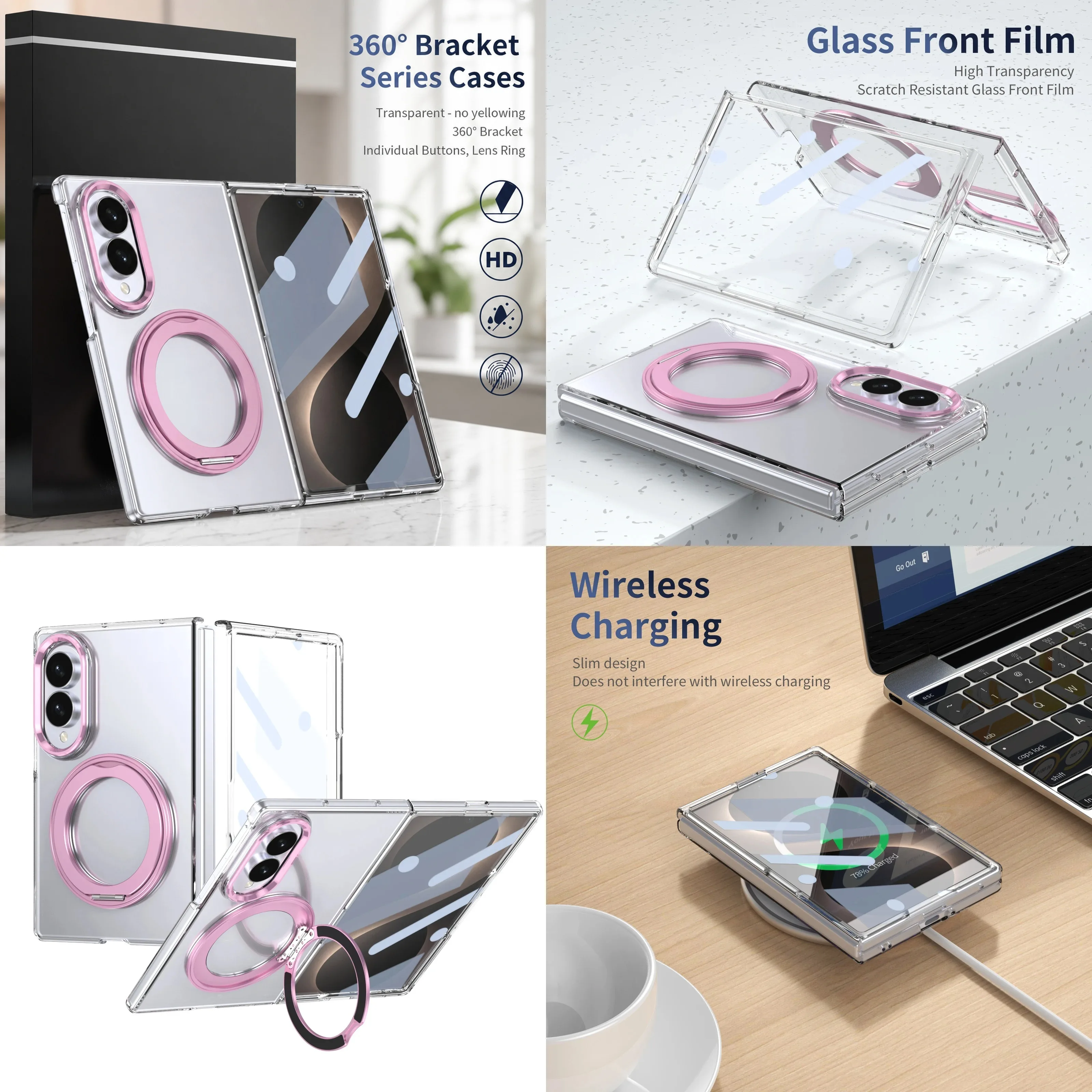 For Samsung Z Fold 8 7 6 5 4 8 Ultra Protective Case With Anti-scratch Screen Protector Built-in Aluminum Bracket Lens Frame
