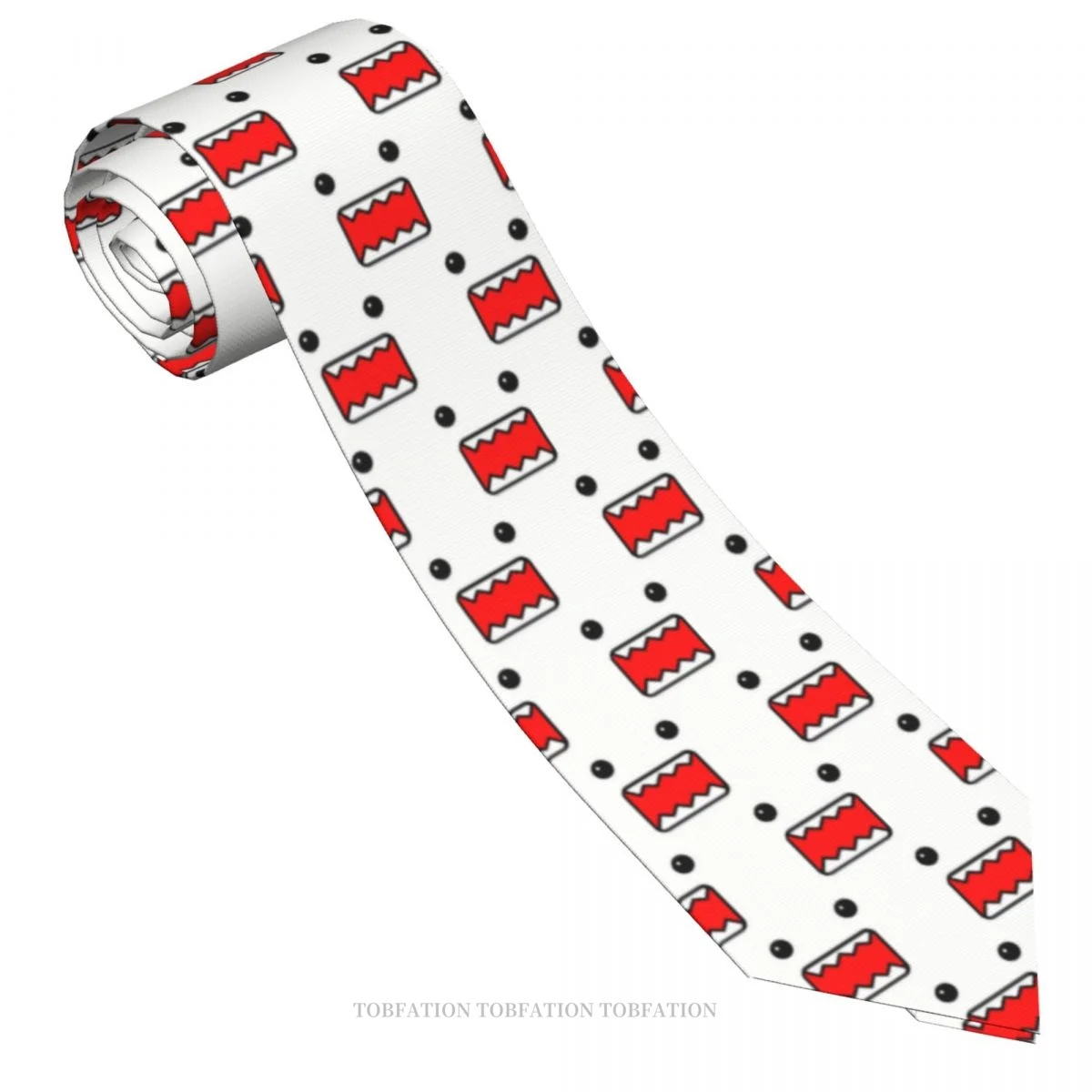 Cute Face Print Ties Anime Domo Kun Casual Unisex Neck Tie Daily Wear Narrow Striped Slim Cravat