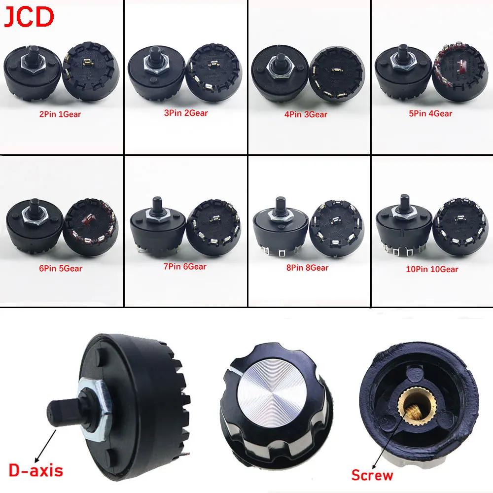 1PC for Juicer Blender High Temperature Resistant Rotary Gear Switch 2 3 4 5 6 7 8 10 Pin Rotary Switch with Knob