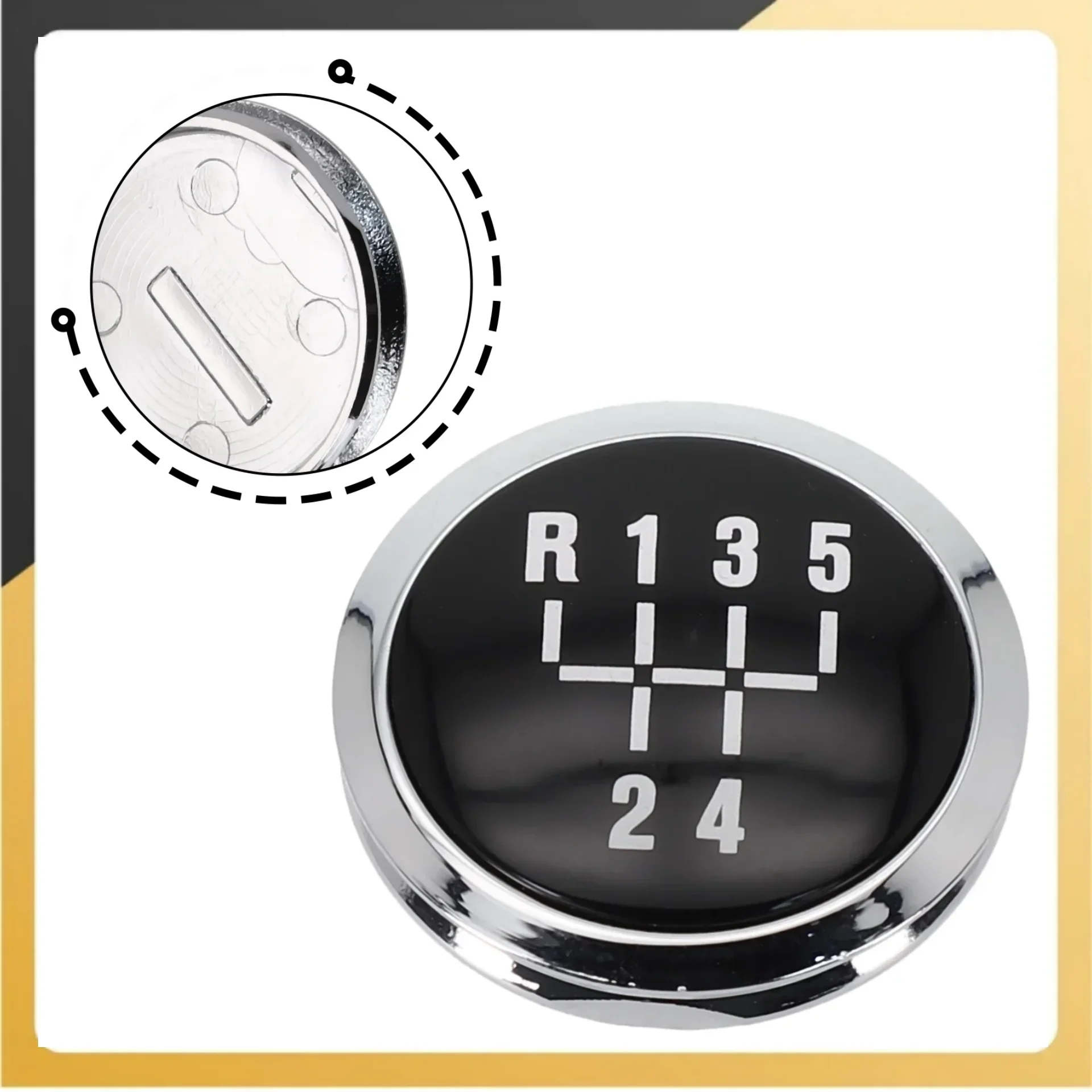 1pc 5 Speed Car Gear Knob Cap Top Badge Fit For Vauxhall For Opel Astra H Corsa D 2004-2010 Black + Silver Car Accessories