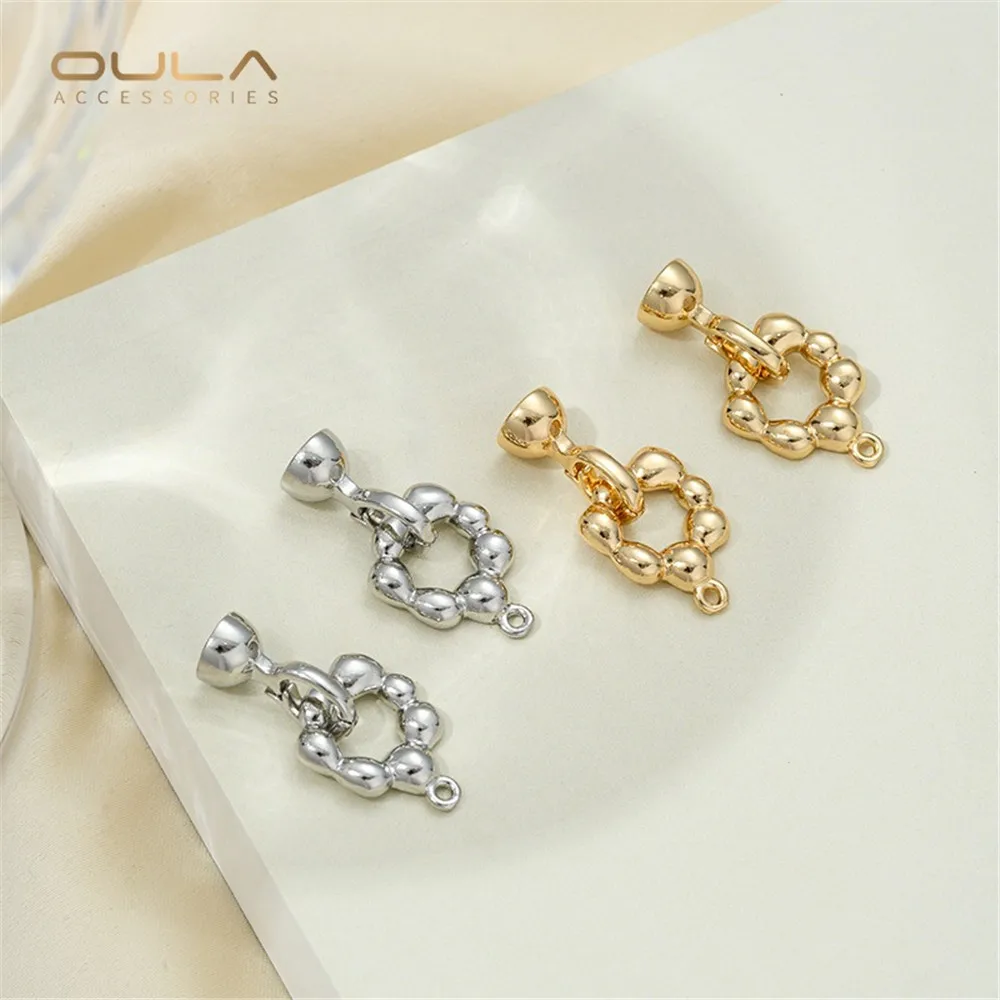 

1pcs 14K Gold-plated Irregular Gold Bean Ring Pearl Buckle Handmade Diy Necklace Accessory Connecting Buckle Handmade Accessory