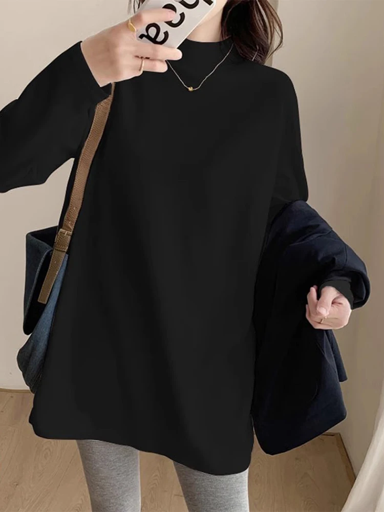 

Thiened двусторонний бархатный длинный све, свободный облегающий базовый слой, топ для женщин, осенне-зимние брюки для йоги с высоким воротником, одинаковые...