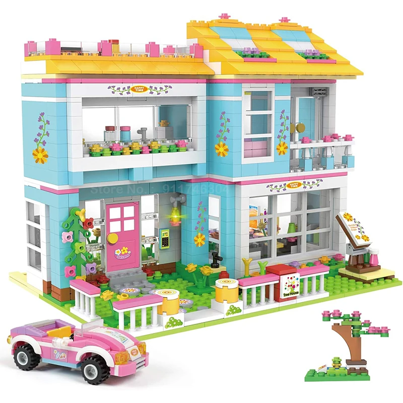 1009pcs Friends House Building Blocks Family Friends House Building Kit With Sports Car Creative Roleplay Toy Birthday Gift