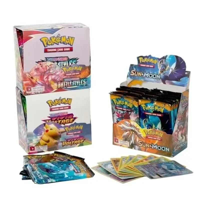 Nowe 360 szt. Pudełko na karty Pokemon lśniące losy w stylu angielskim Booster Battle Carte handlowa gra karciana karty kolekcjonerskie zabawki