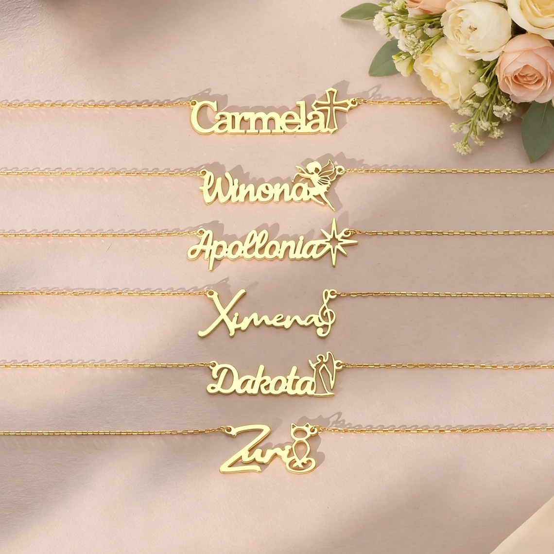 

Personalized Custom Name Necklace for Women Stainless Steel Jewelry Customized Star Cross Crown Pendant Necklace Birthday Gift