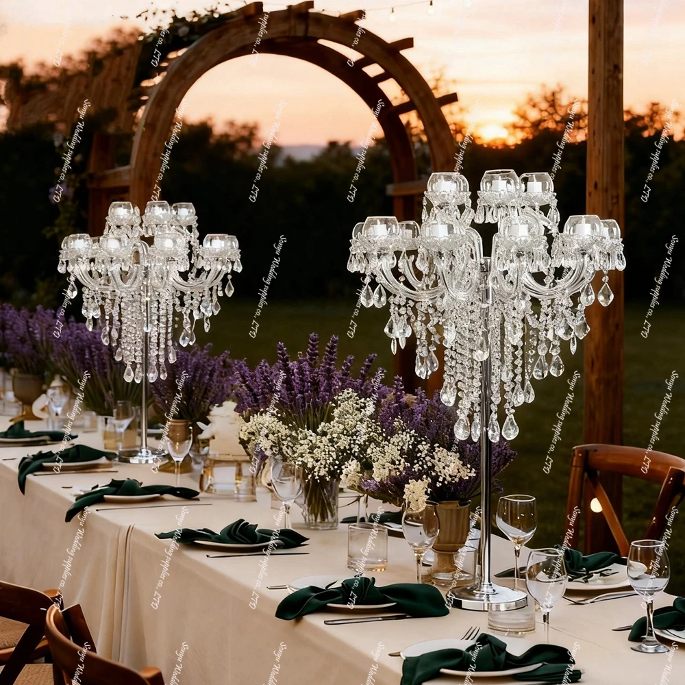 2-6pcs f30 100cm Clear glass Table Centerpieces Wedding Decorations Flower Stand Clear Centerpiece Stand for Wedding Table Deco