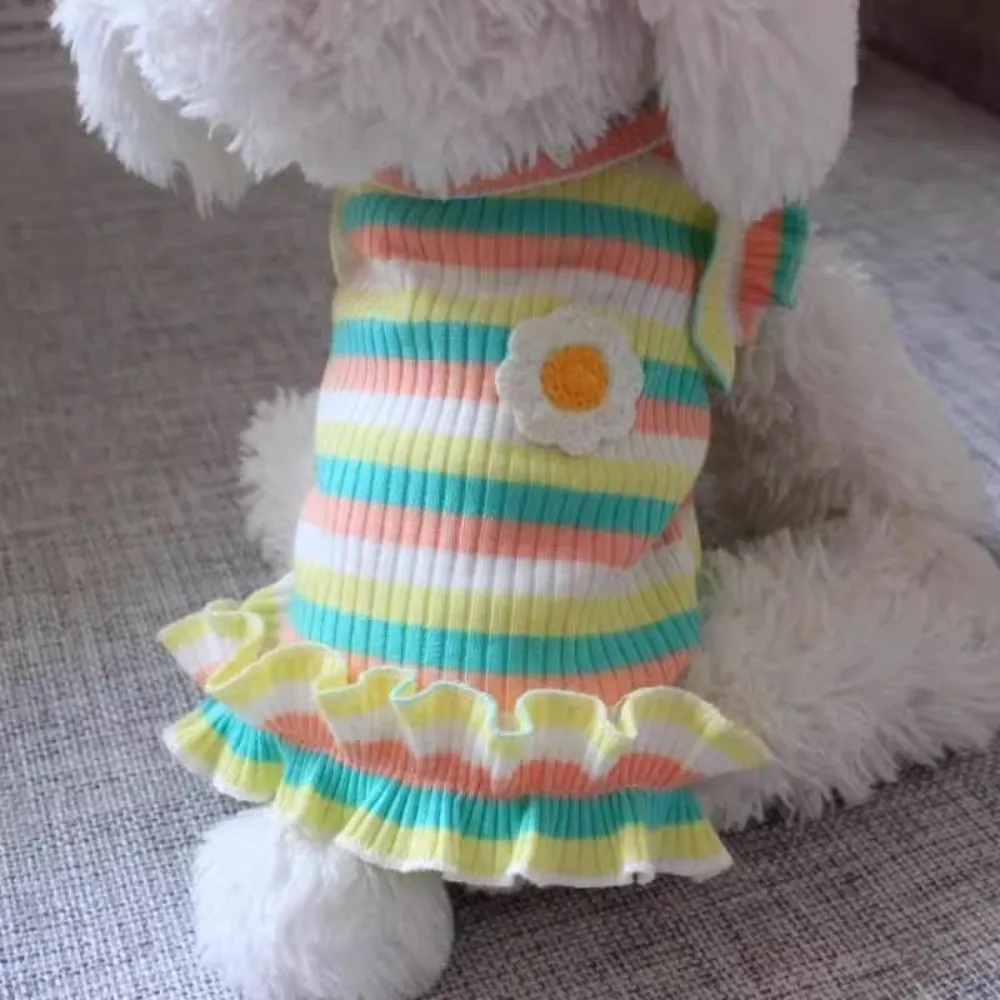 

Creative Soft Dog Striped T Shirt Comfortable Exquisite Puppy Clothes Polyester Cute Pet Dog Dress Cat