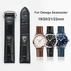 19mm 20mm 21mm 22mm Genuine Leather Strap for Omega Seamaster Speedmaster Folding Buckle Waterproof Calfskin Watch Band Bracelet