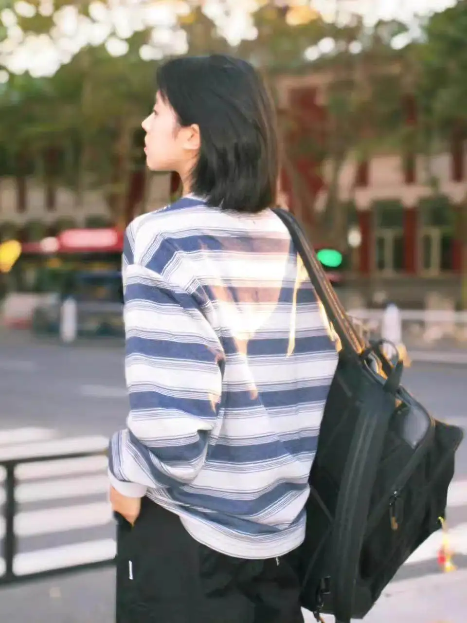 Japanese Retro Striped Sweatshirt Loose Casual T-Shirts Men's and Women's Couple's Trendy