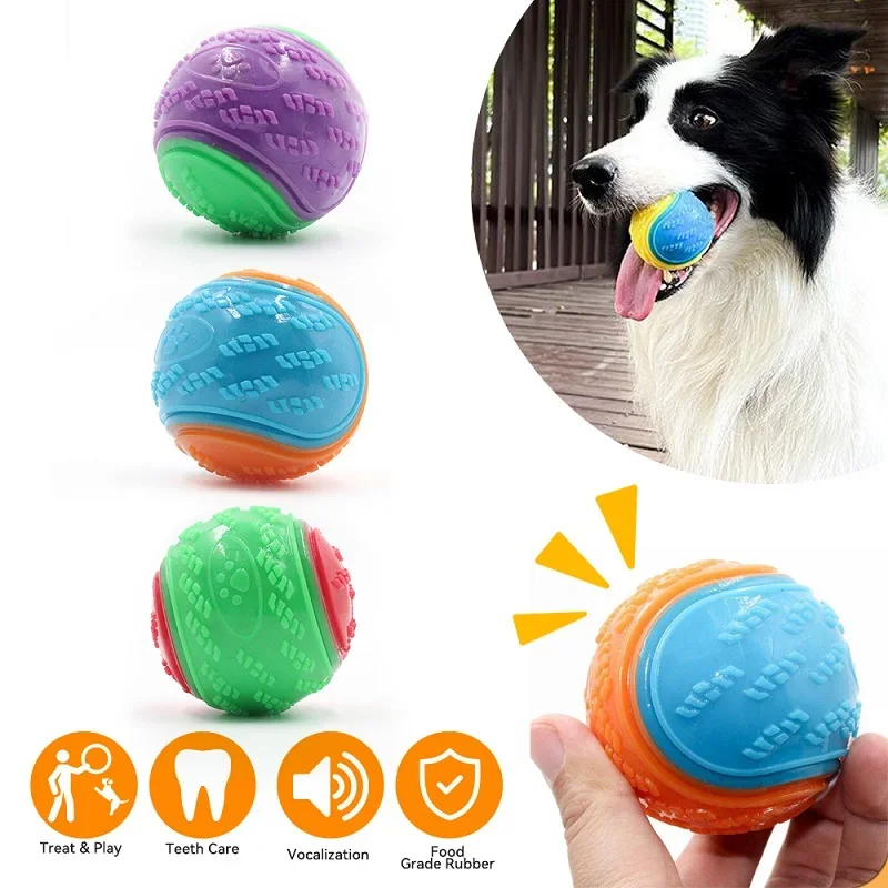 Dogs Interactive Toys Soft TPR Toys for Dog Pet Teeth Cleaning Bite Resistance Squeaky Dog Ball Toy Pet Products Accessories