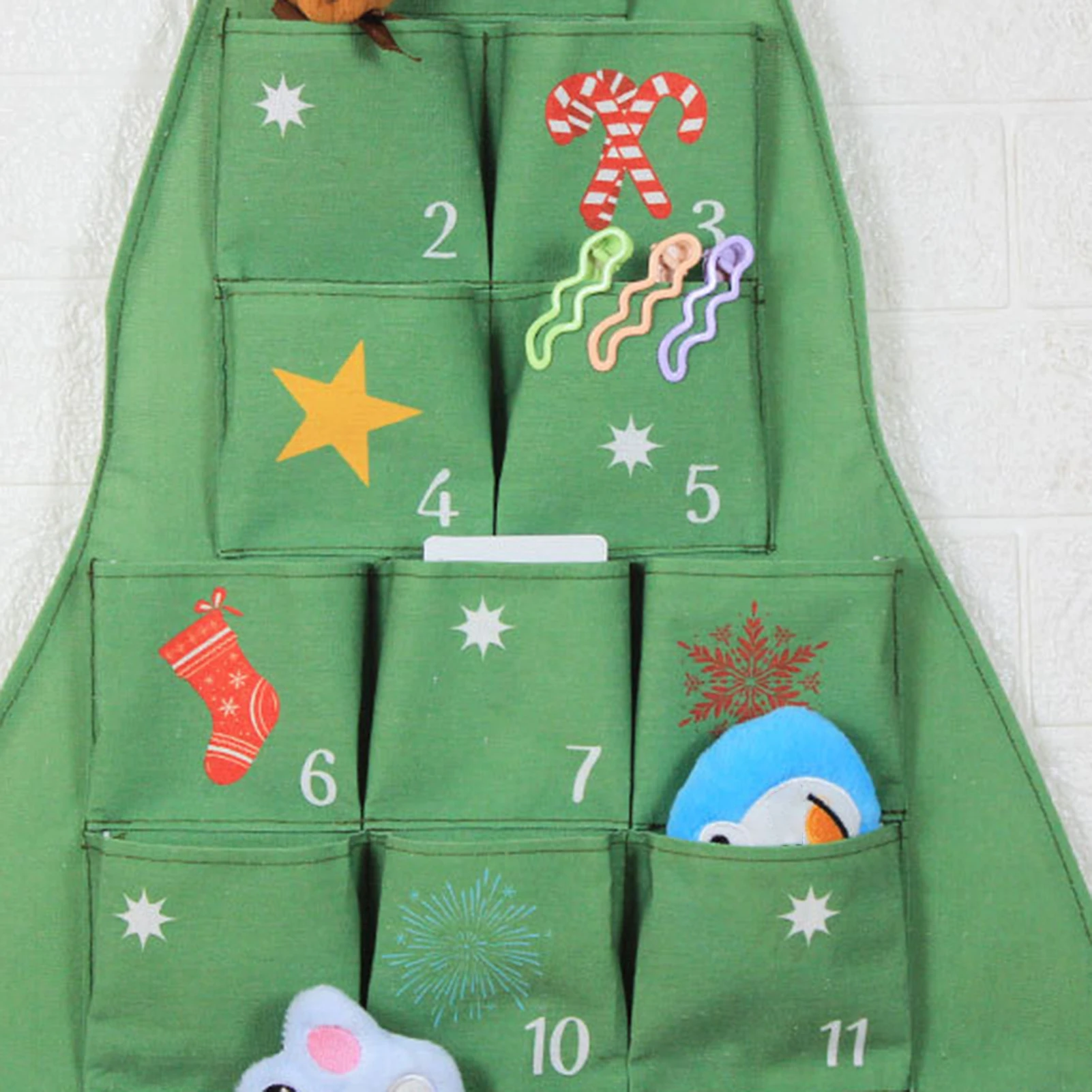 Calendario de Adviento de Navidad con bolsillos, bolsa colgante de pared Natural personalizada para decoración de cuenta atrás de Navidad del hogar