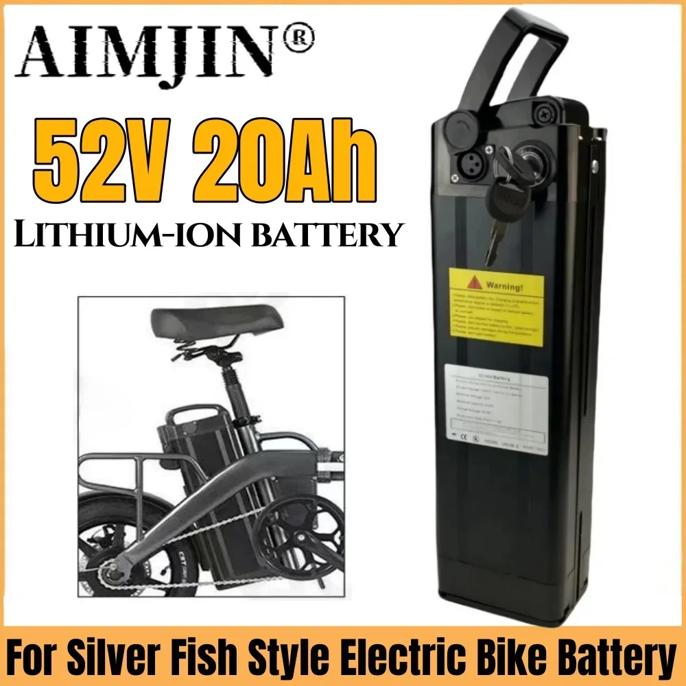 52V 20Ah Bottom discharge lithium battery pack For Silver Fish Style Electric Folding Bicycle With Aluminum Case Anti-theft Lock