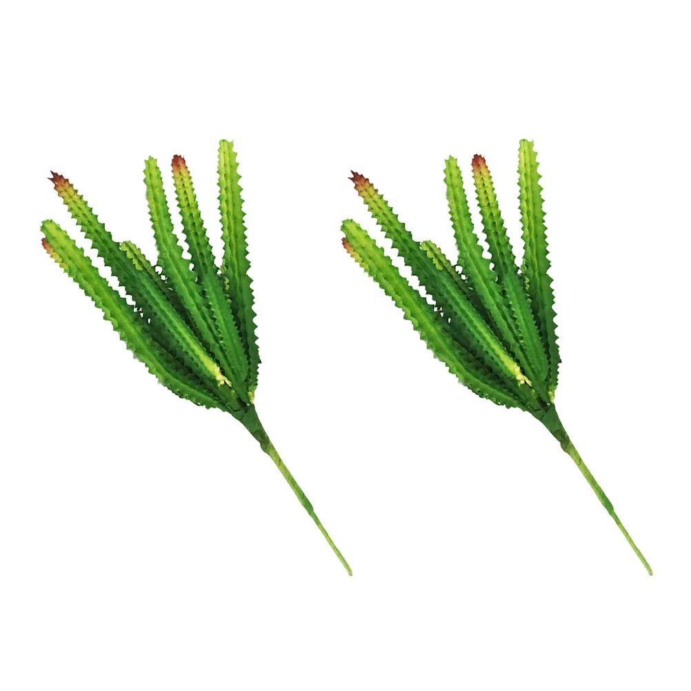 2 Pcs Artificial Cactus Plants Fake Decor Window Ornament Adornment Tufting Landscaping