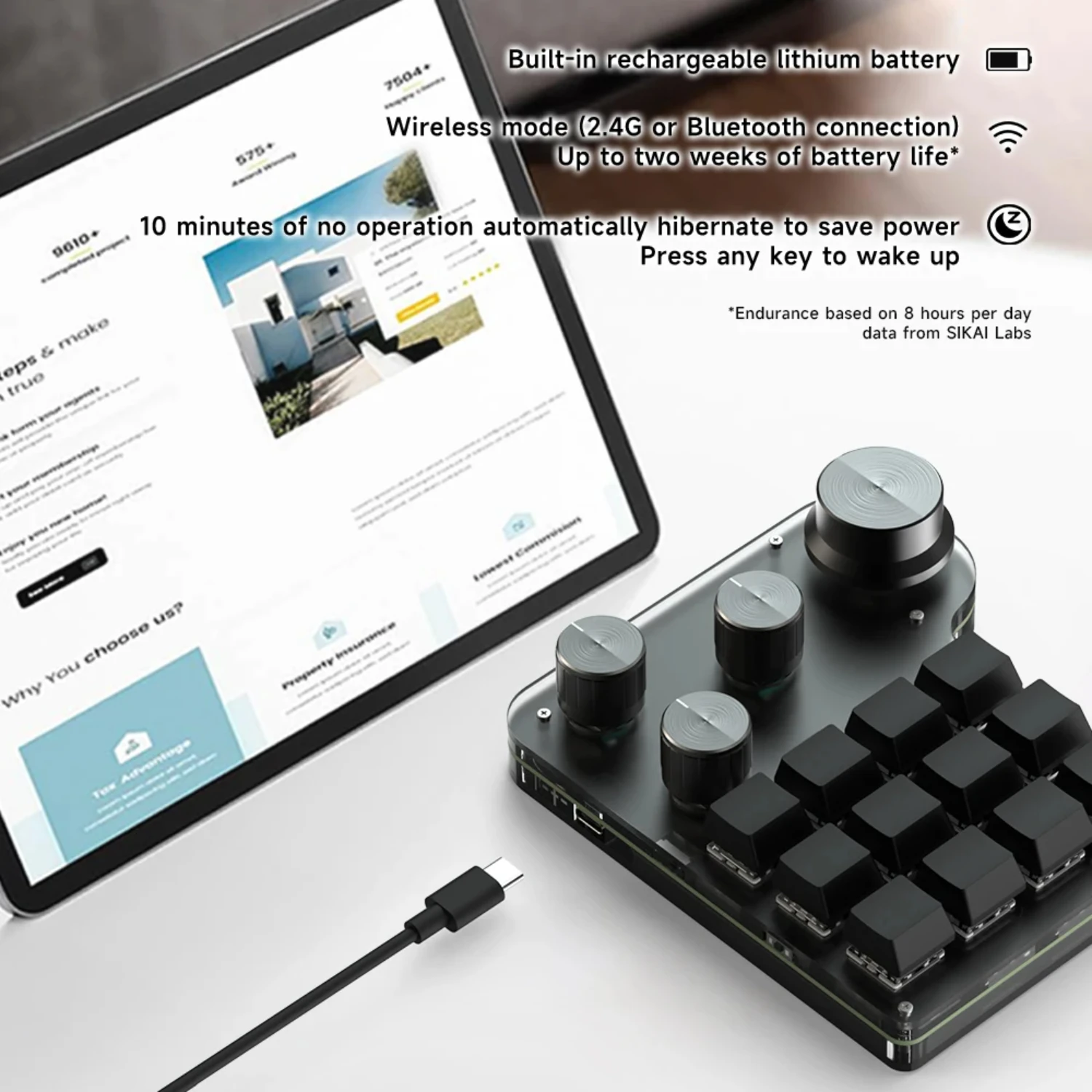 

Mini USB Programming Custom Macro 12 Keys 4 Knobs RGB BT Mechanical Keyboar Photoshop Gaming Keypad Mechanical Hotswap Macropad